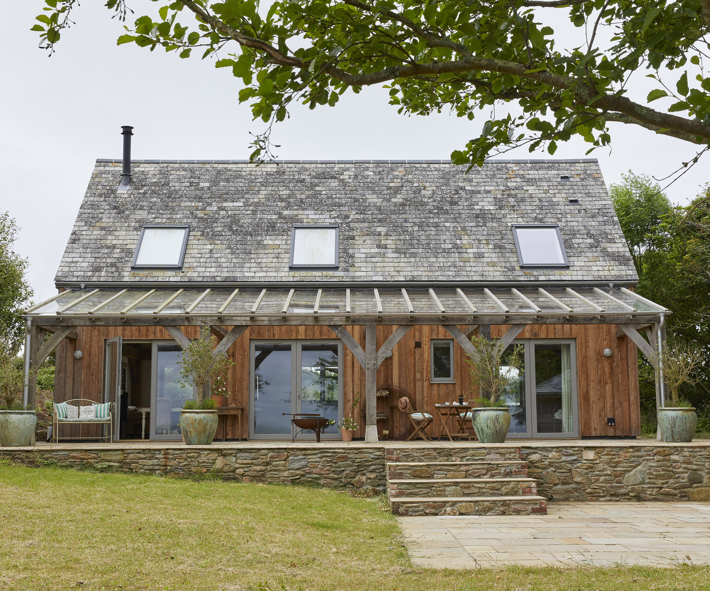 2-bedroom home built on an organic farm out of oak frame