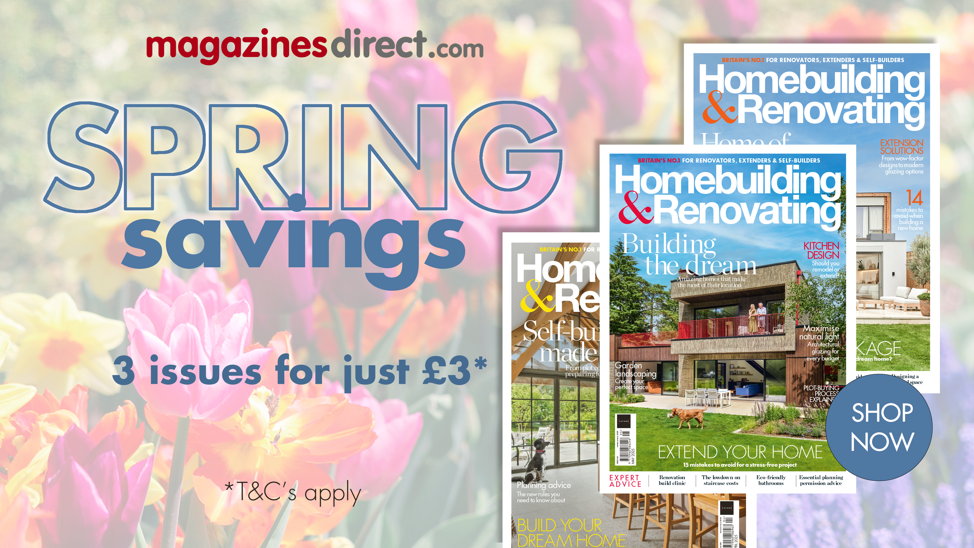 subscription offer showing three front covers of Homebuilding &amp; Renovating magazine